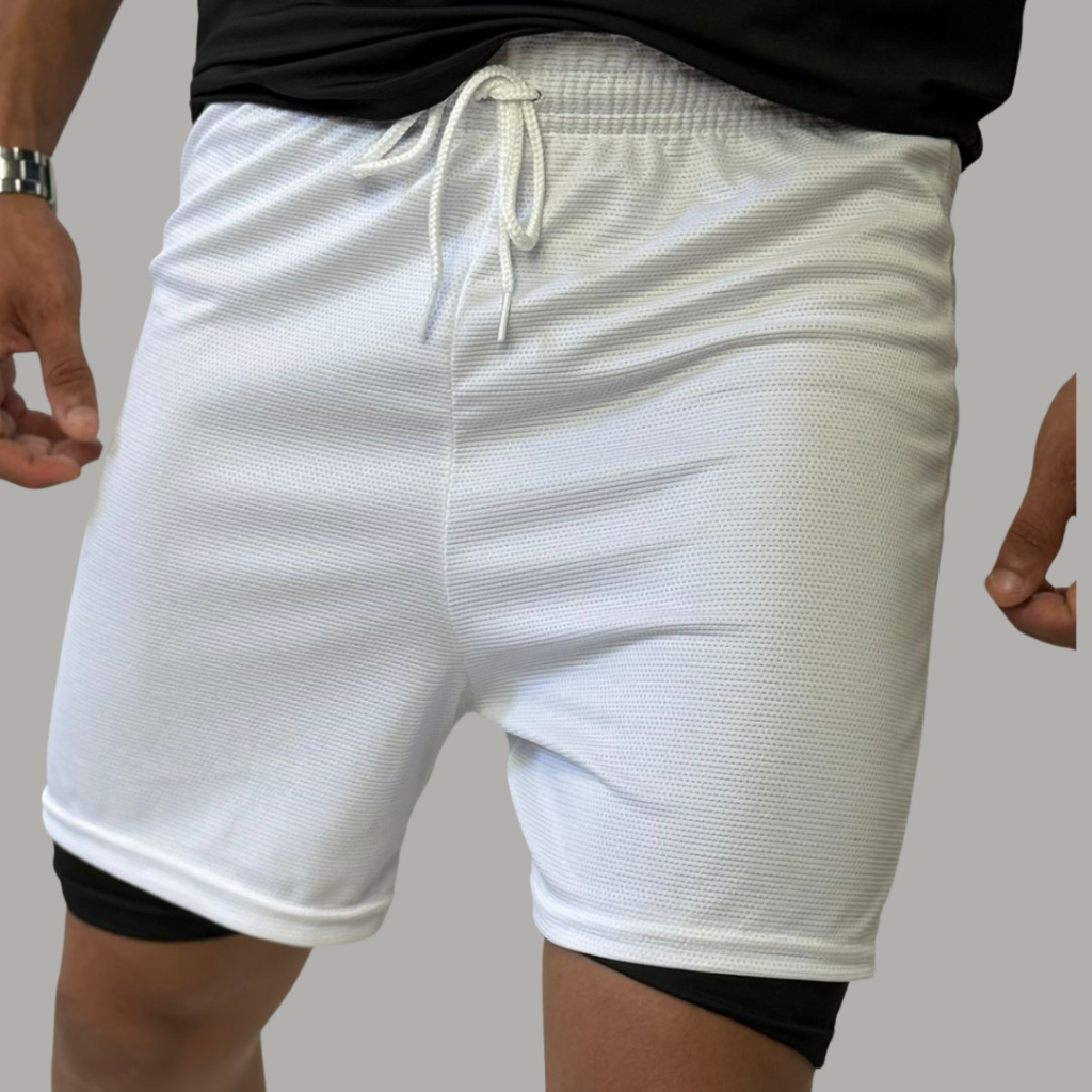 Short Masculino treino bermuda dupla de compressão com bolso para celular Academia Corrida Caminhada