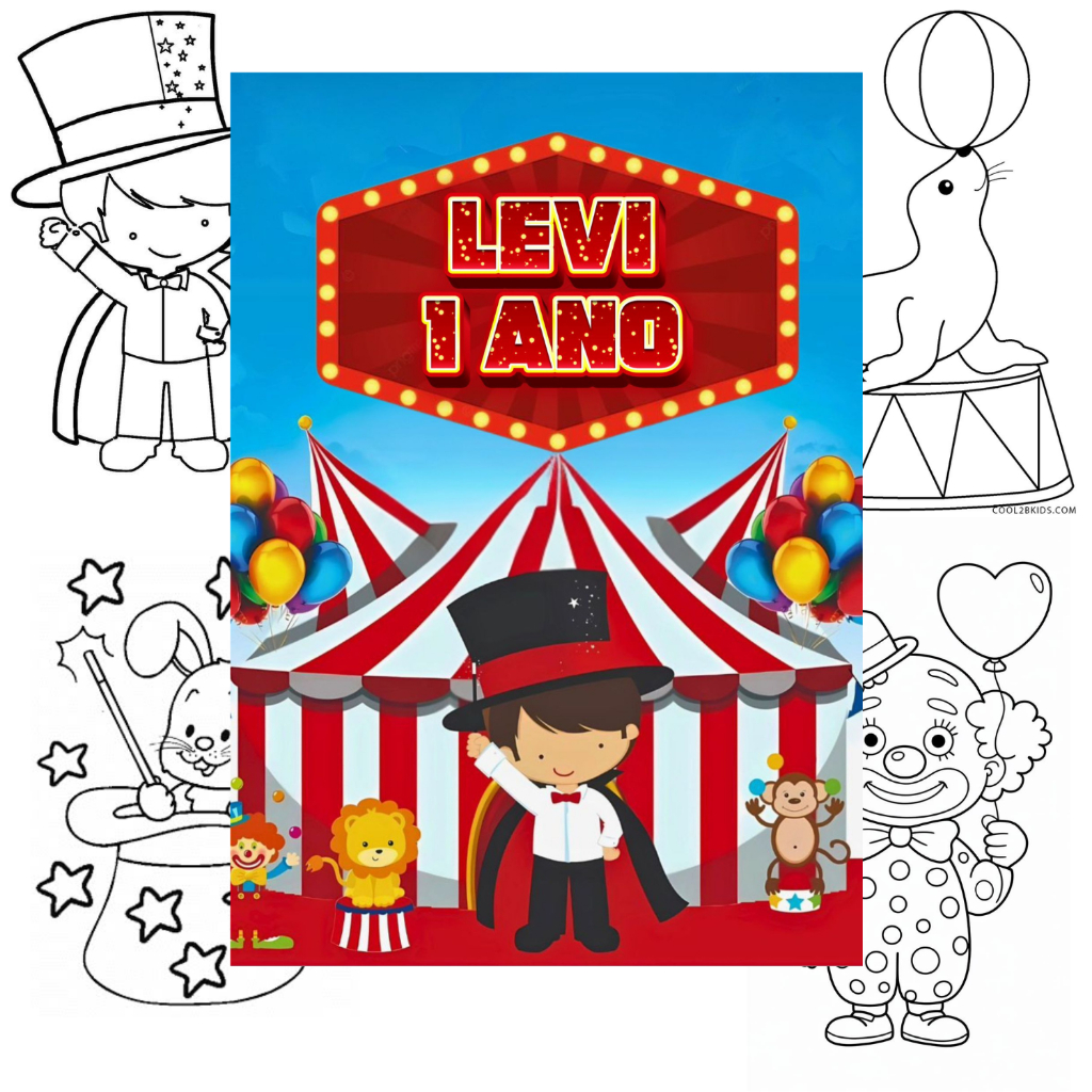 Livrinho de Colorir Mágico do Circo Personalizado Lembrancinha - Tam 10x15 Produzimos todos os temas