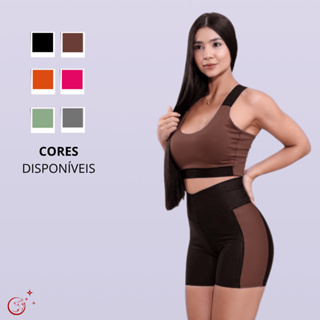 Conjunto Academia Short zero transparência  Top bojo Duplo Corrida Roupa de Treino Feminina Cós Alto em Oferta na Shopee