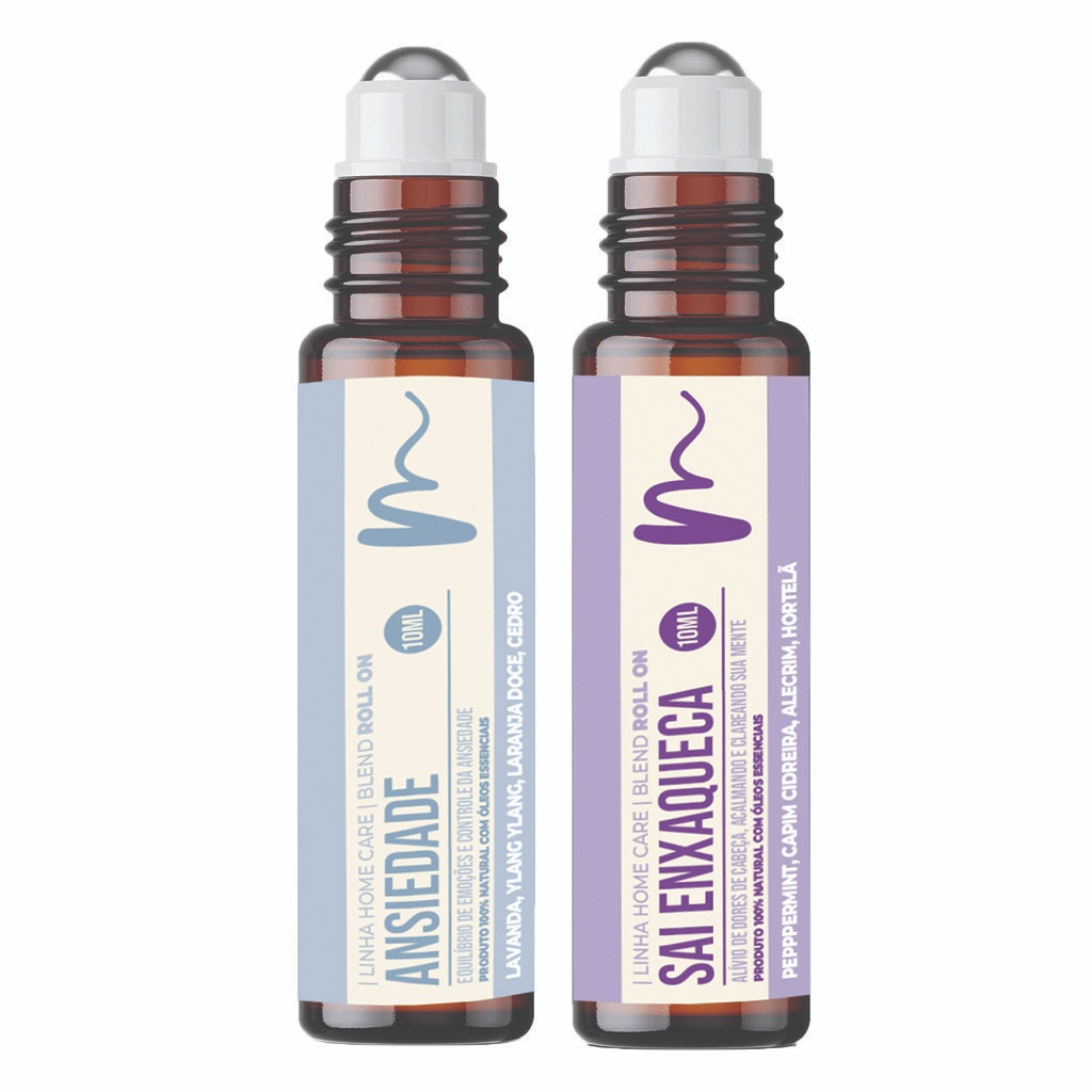 Kit 02 Blends de Óleos Essenciais para Alivio e Controle da Ansiedade e Enxaqueca Crônica 10ML cada em Oferta na Shopee