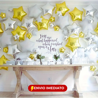 Kit 5/10/20 Balão Metalizado Estrela Grande Prata Dourado Decoração Festa Reiveillon em Oferta na Shopee
