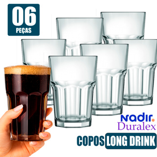 Kit 6 Copos de Vidro Long Drink Nadir Bristol Multiuso Cerveja Bar Buffet Suco Água Design Canelado em Oferta na Shopee