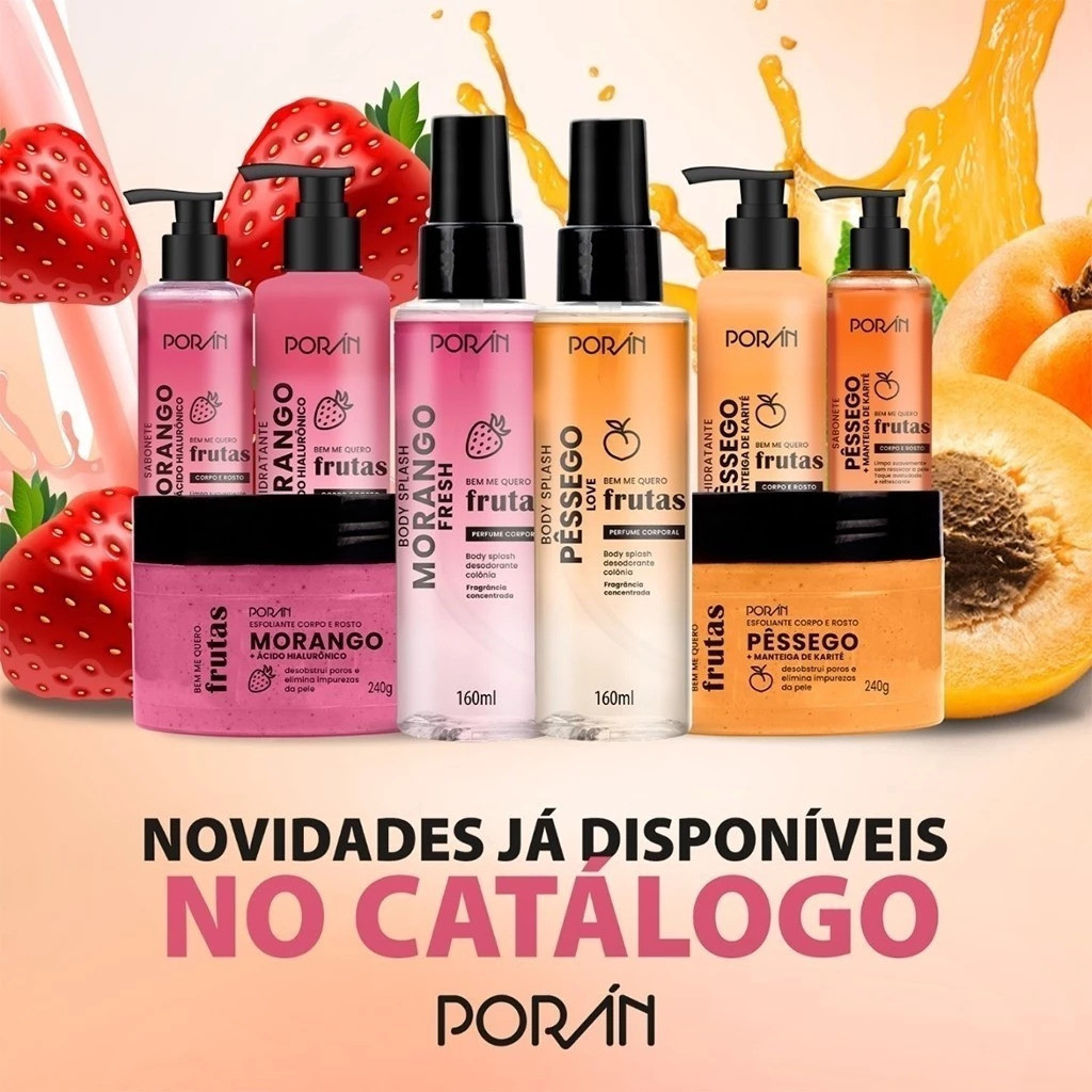 Linha Poran Hidratante Body Splash Oleo Corporal Esfoliante Kit Chocolate Morango Melância - Porán ou Dermachem em Oferta na Shopee