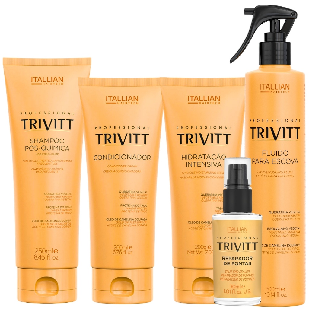 Kit Trivitt Itallian Color Shampoo Fluido Reparador Mascara em Oferta na Shopee