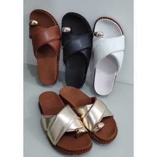 Sandália Feminina Papete Birken Luxo Rasteira Lançamento em Oferta na Shopee