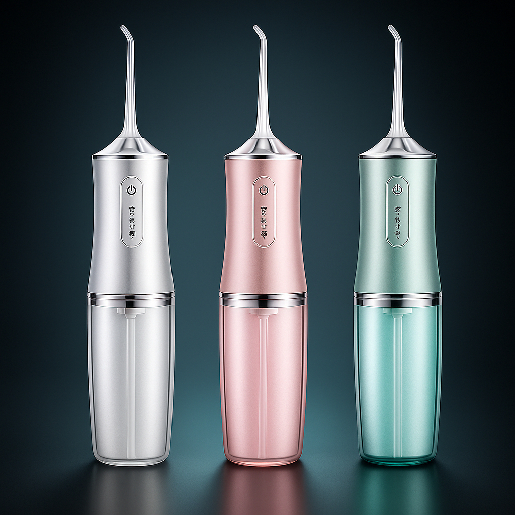 Irrigador Dental Portátil Recarregável 300ml IPX7 — 3 Modos de Jato com 4 Bicos em Oferta na Shopee