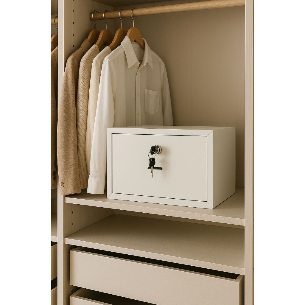 Cofre Com Chave Em Mdf 15mm Cofrinho 30x20x20cm cor Branco