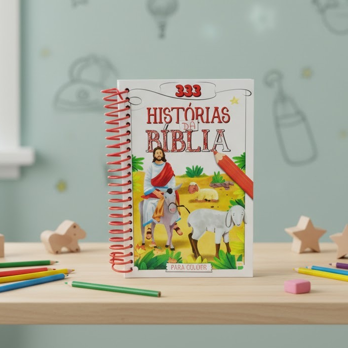 333 Histórias da Bíblia para Colorir Espiral Evangélico Infantil Bíblia da Criança