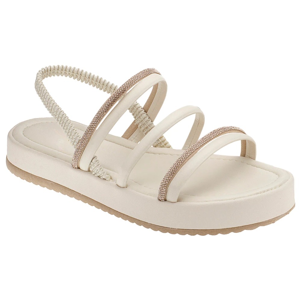 Sandália Feminina Papete Brilho Flatform Tendencia  Plataforma strass