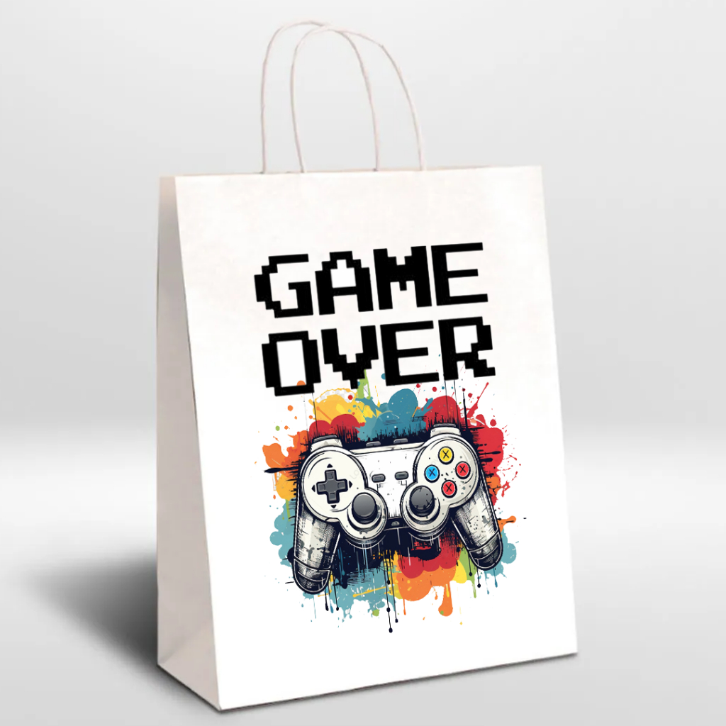 Sacola de papel para lembrancinha Videogame Gamer - Kit 10 Unidades - Medida: 18x09x22cm em Oferta na Shopee