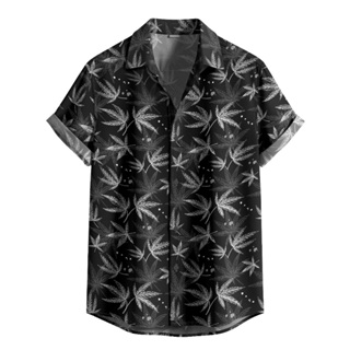 Camisa De Botão Preta Floral Marihuana Estampa Cannabis [Ref-373] em Oferta na Shopee