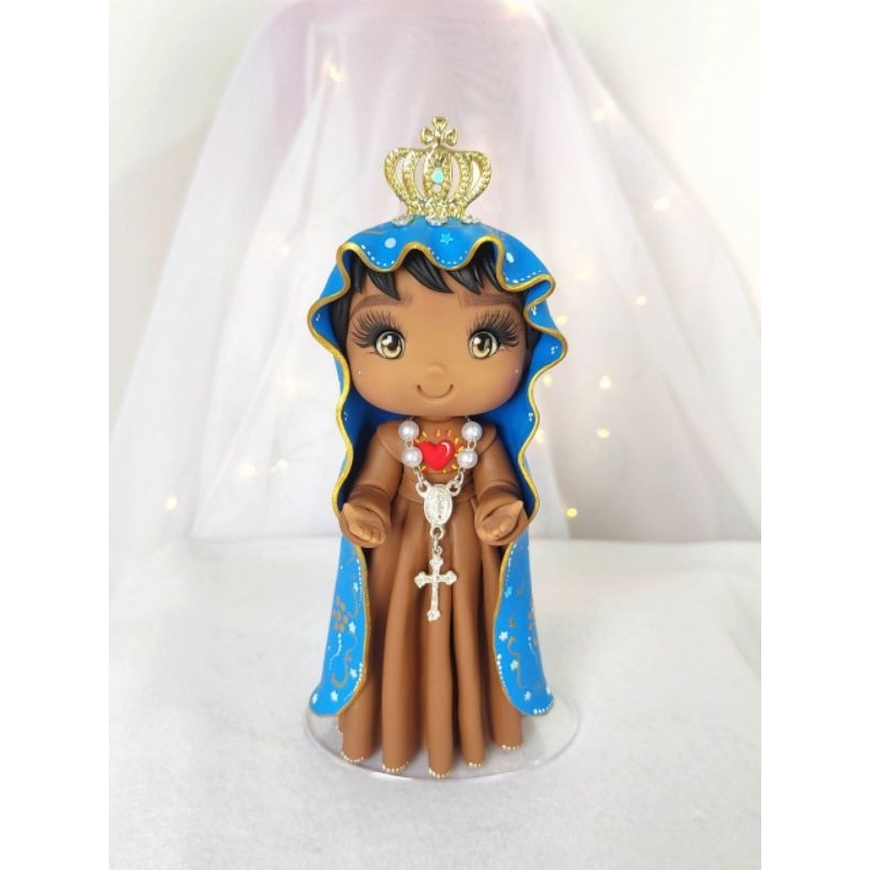 Santinha Nossa Senhora de Aparecida artesanal modelada a mão em biscuit artigo religioso santa católica