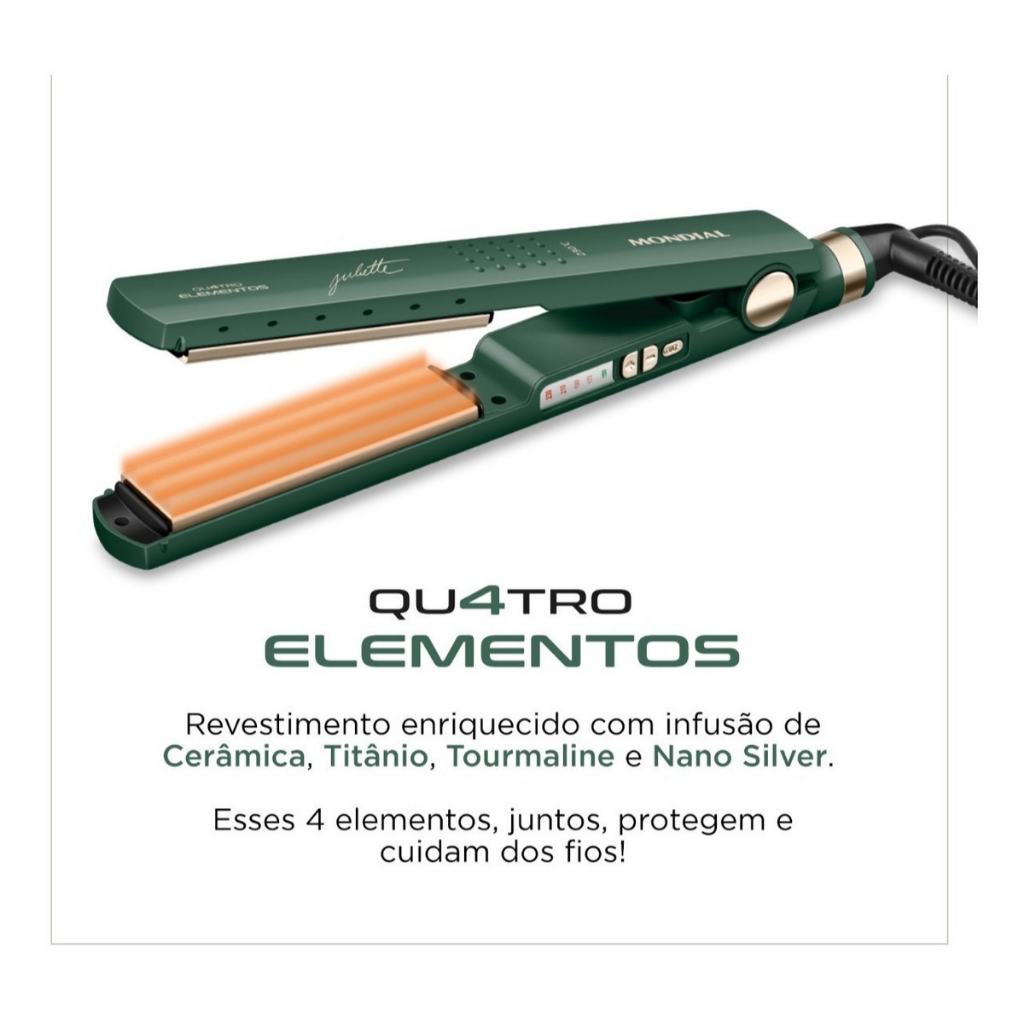 Prancha Alisadora By Juliette Mondial, 60W - P-JU, Verde | Bivolt