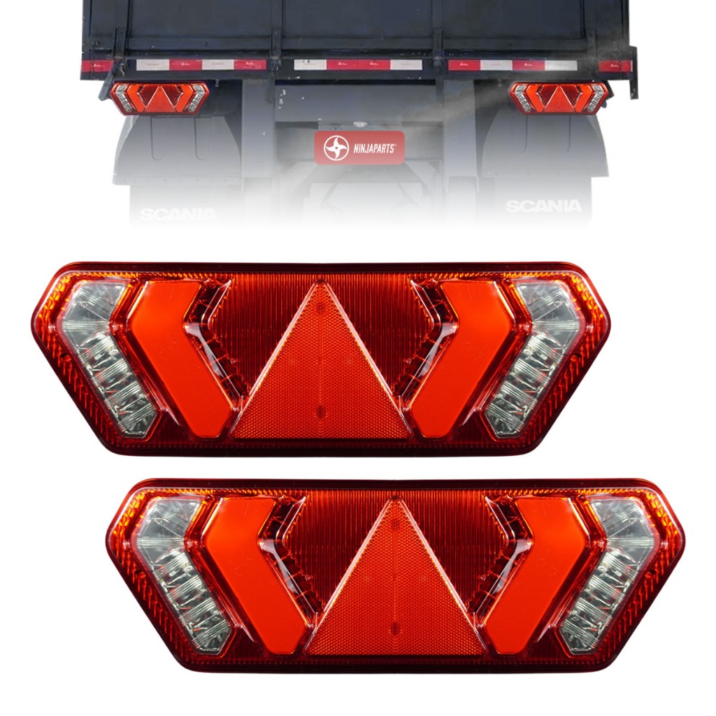 Par Lanterna Traseira Caminhão Carreta Guerra 2010 Led Pisca Sequencial Diamond II Conector 12V 24V