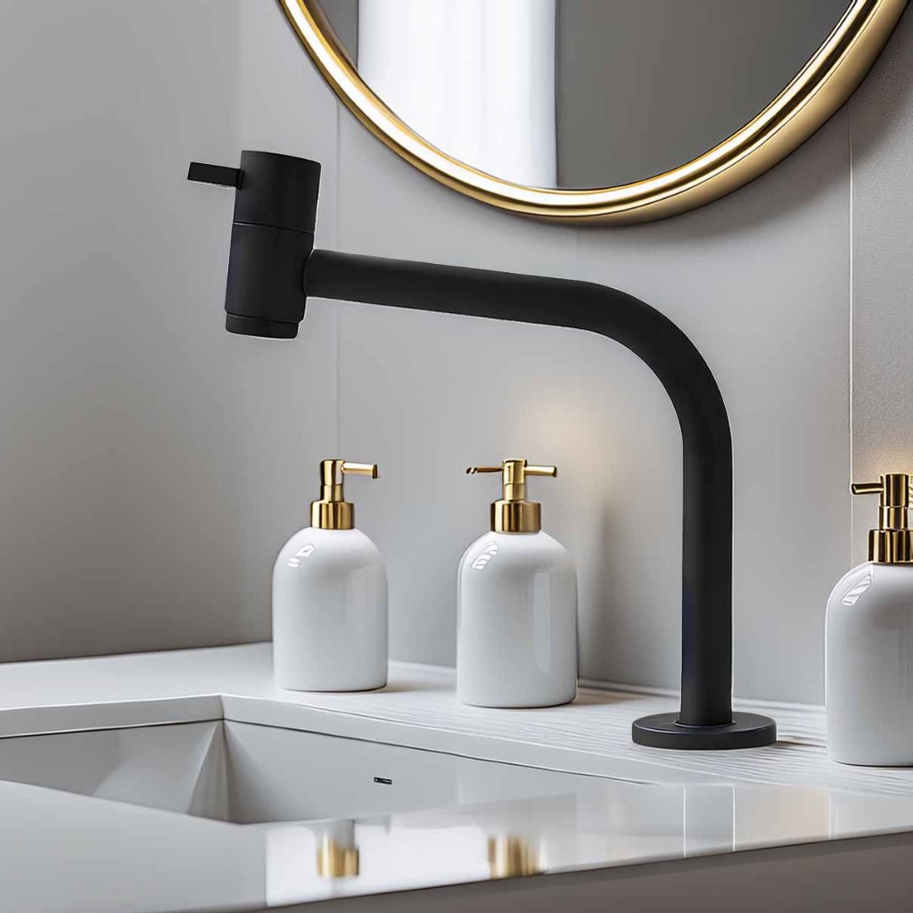 Torneira para Banheiro Monocomando FC-125 – Preto Fosco, Água Fria, Bica Alta, Design Moderno