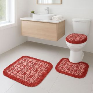 Kit Tapete Para Banheiro 100% Algodão Alta Qualidade Reforçado Grosso Decorativo