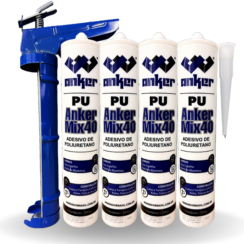 4 Cola Selante Extra Forte PU 40 350g Anker do Brasil + Aplicador Cores Cinza Preto ou Branco em Oferta na Shopee
