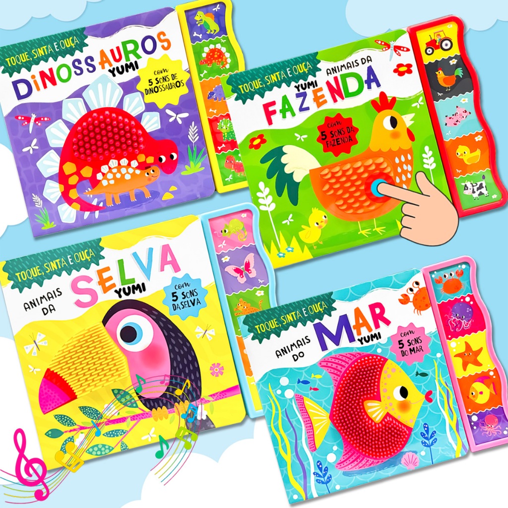 Coleção Livro Sensorial Bebê | Toque E Ouça Com 5 Sons E Texturas Silicone | Edição Premium Educativo em Oferta na Shopee
