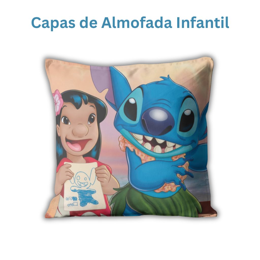 Capa de Almofada Stitch Infantil de Veludo 45x45 cm Lilo & Stich Decorativa com Zíper Removível em Oferta na Shopee