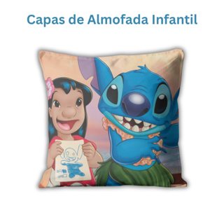 Capa de Almofada Stitch Infantil de Veludo 45x45 cm Lilo & Stich Decorativa com Zíper Removível em Oferta na Shopee