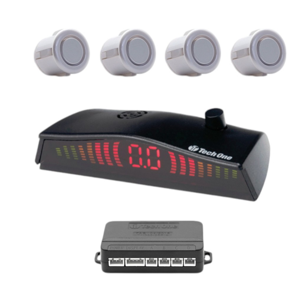 SENSOR ESTACIONAMENTO SEGURANÇA TECH ONE 12V VISOR LED BRANCO PEROLADO em Oferta na Shopee