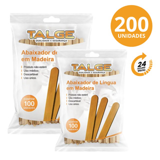 Abaixadores de língua em palito de madeira Talge – pacote com 200 unidades. em Oferta na Shopee