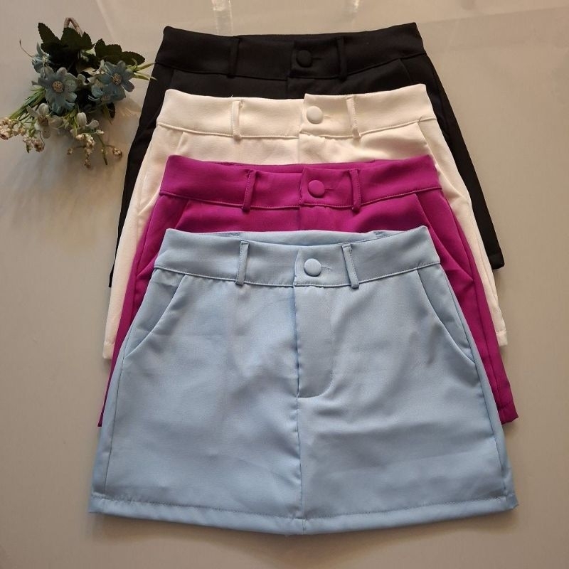 Short Saia Alfaiataria Feminina Com Botão em Oferta na Shopee