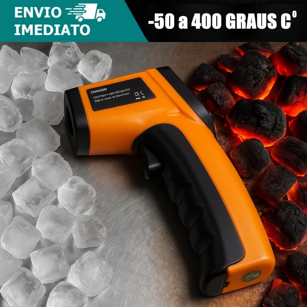 Termômetro Culinário Digital Laser Infravermelho Medição Temperatura Industrial -55ºc até 400ºc