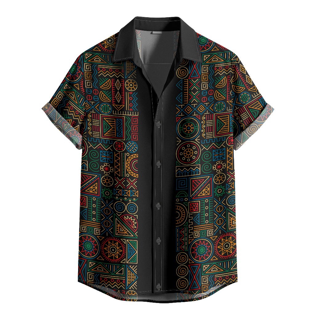 Camisa De Botão Padrão Étnico Em Estilo Tradicional Africano [Ref-321] em Oferta na Shopee