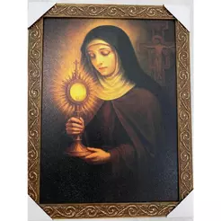 QUADRO DE SANTA CLARA 30X40 CM RESINADO MOLDURA TRABALHADA