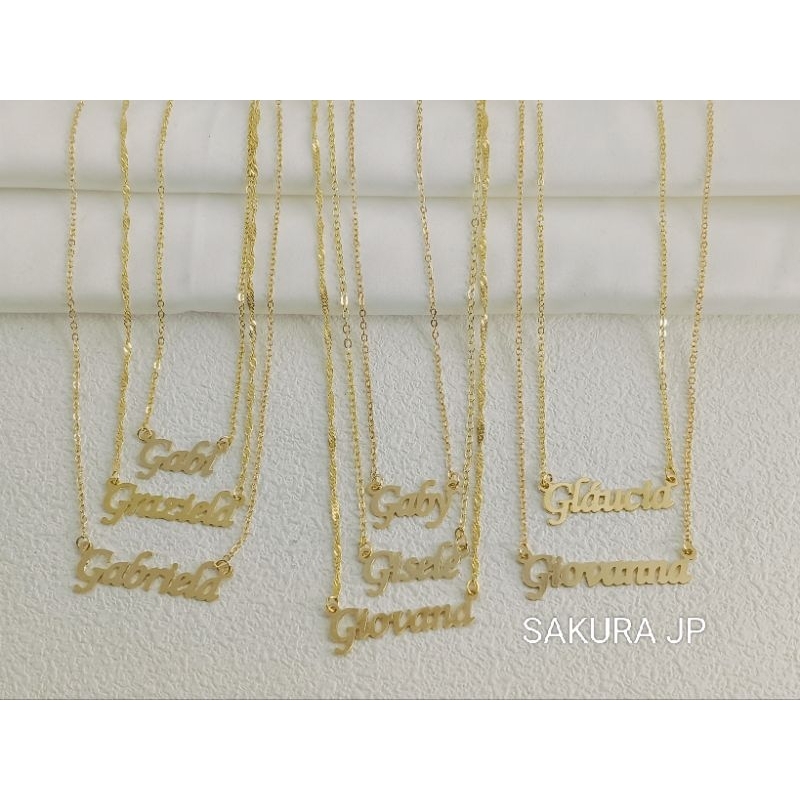 Colar com Nome Personalizado inicial G corrente folheado a ouro em Oferta na Shopee