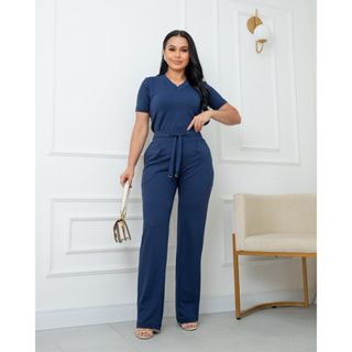 Conjunto Feminino Calça e Blusa Manga Curta Gola V Moletinho Premium - Elegante e Versátil em Oferta na Shopee