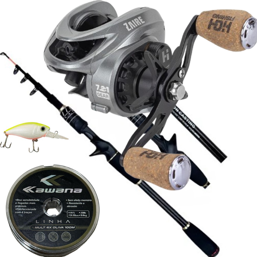 Kit Carretilha Zaire com Vara Telescópica Premium 10-25 lbs