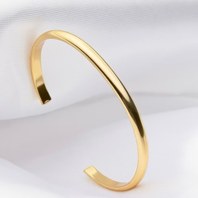 Bracelete Liso Minimalista Ajustável Unissex – Dourado & Prata | Aço Inoxidável, Não Desbota