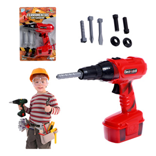 Ferramenta Infantil Furadeira Parafusadeira Brinquedo Pilha em Oferta na Shopee