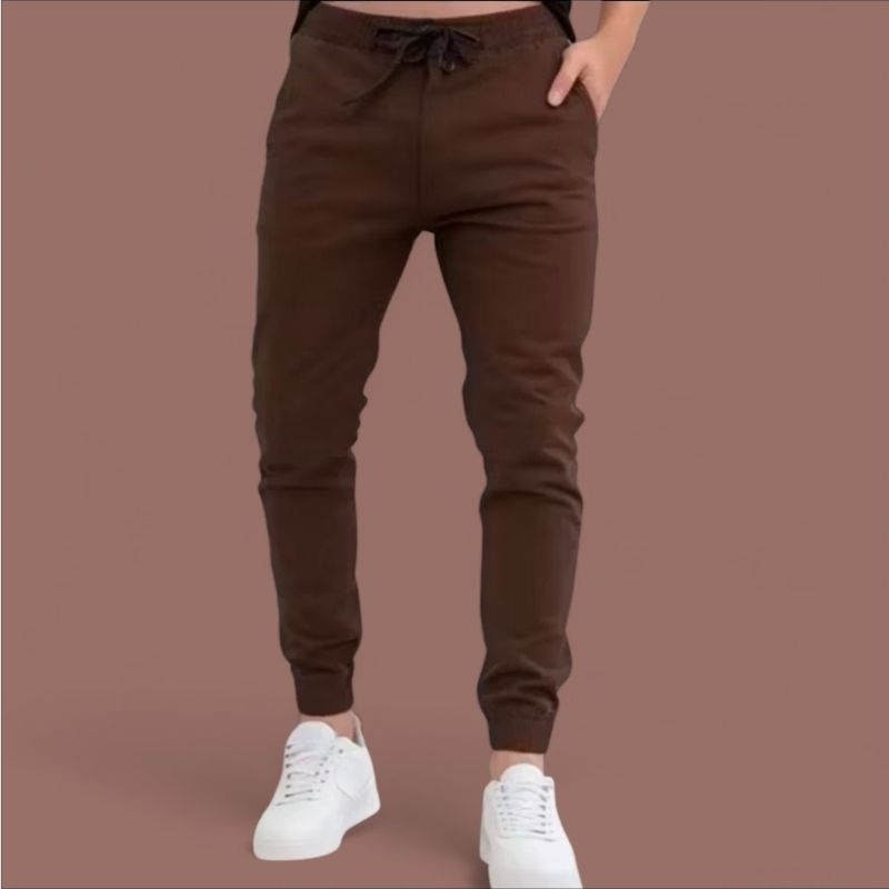 Calça Jogger Sarja Masculina Marron