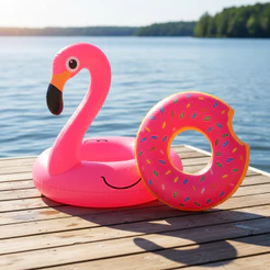 Kit 2 Boias Flamingo Donuts Piscina Infantil E Adulto 90 Cm