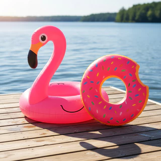 Kit 2 Boias Flamingo Donuts Piscina Infantil E Adulto 90 Cm