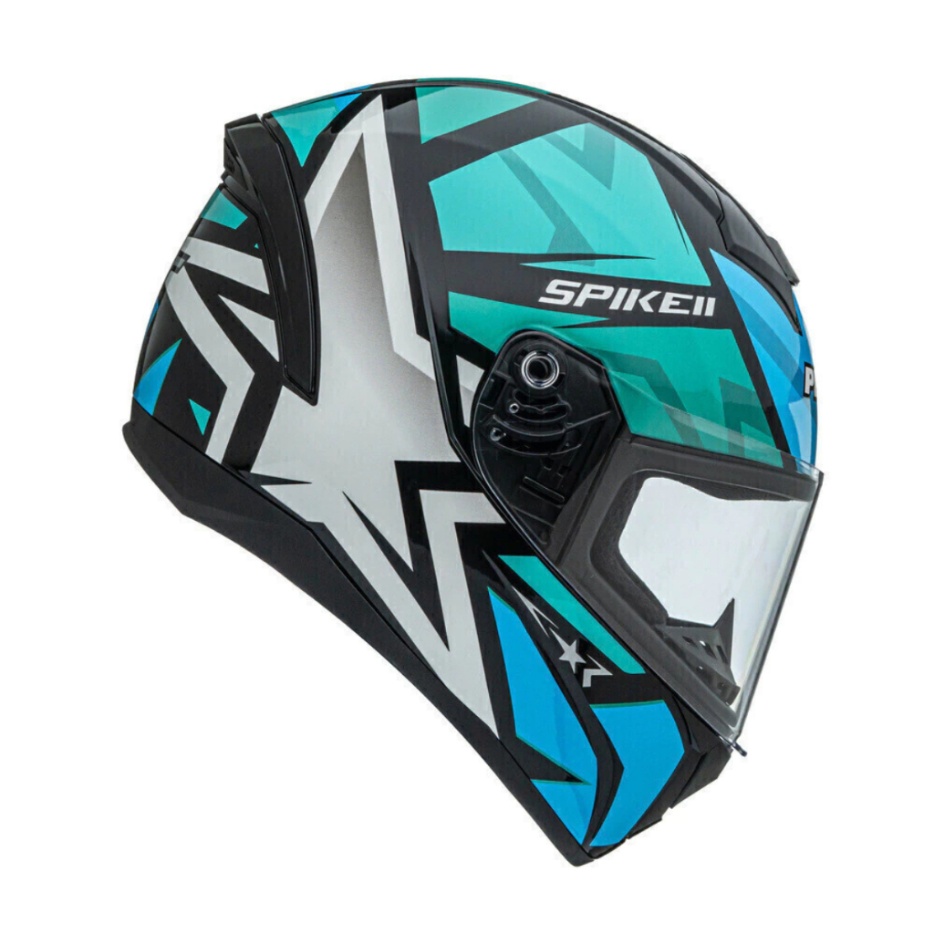 Capacete Fechado Spike II 1ST Preto Verde Água Peels