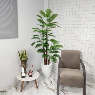 Coqueiro Artificial 190cm 3 Hastes Vaso Pedra Decoração Tropical em Oferta na Shopee