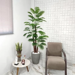 Palmeira Artificial Coqueiro 190cm Vaso Pedra Decoração Tropical