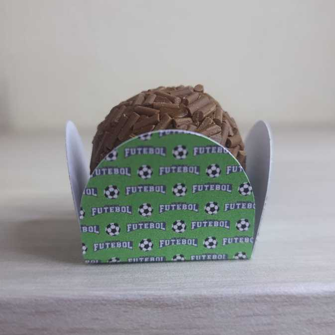 Forminhas Personalizada de Doce 4 Pétalas Futebol Brigadeiro, Festa, Aniversário