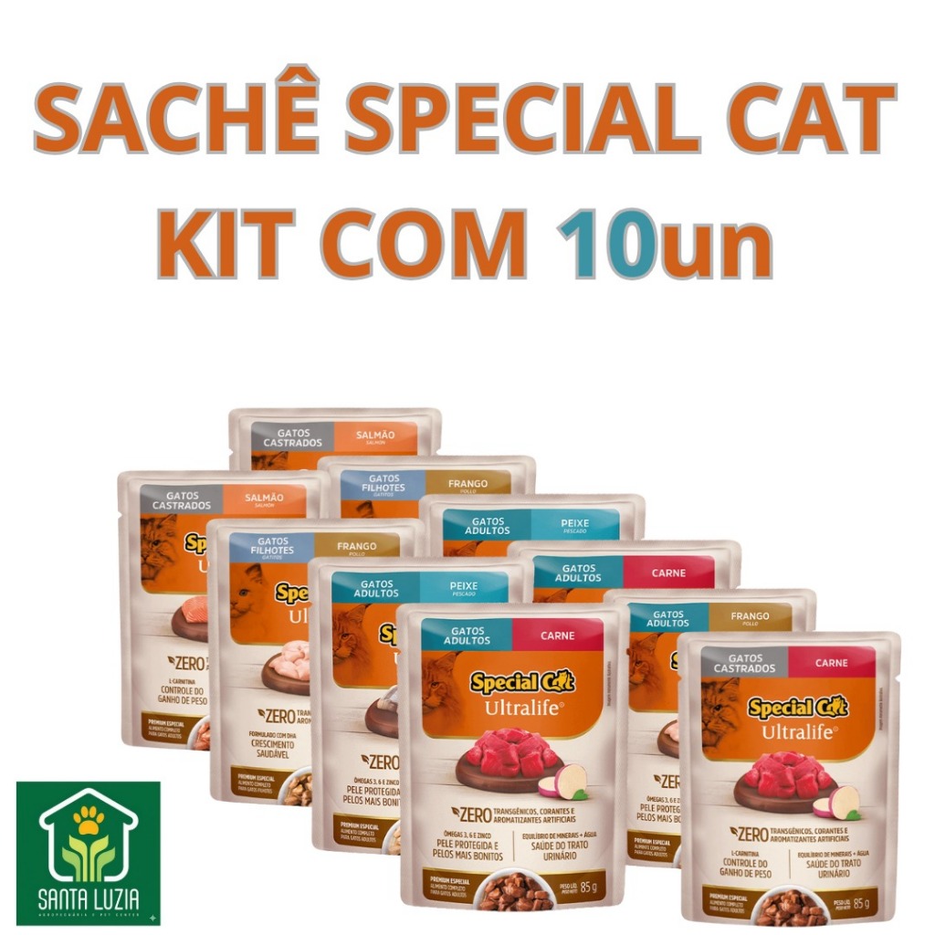 SACHE SPECIAL CAT KIT COM 10 UNIDADES em Oferta na Shopee
