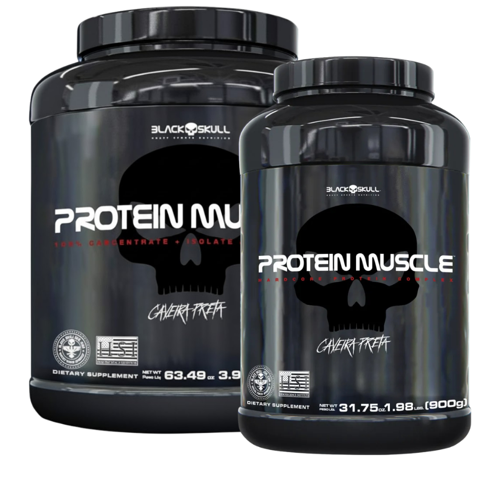 Whey Protein 1.8kg 900g Muscle - Black Skull - Whey Isolado, Hidrolisado e Concentrado