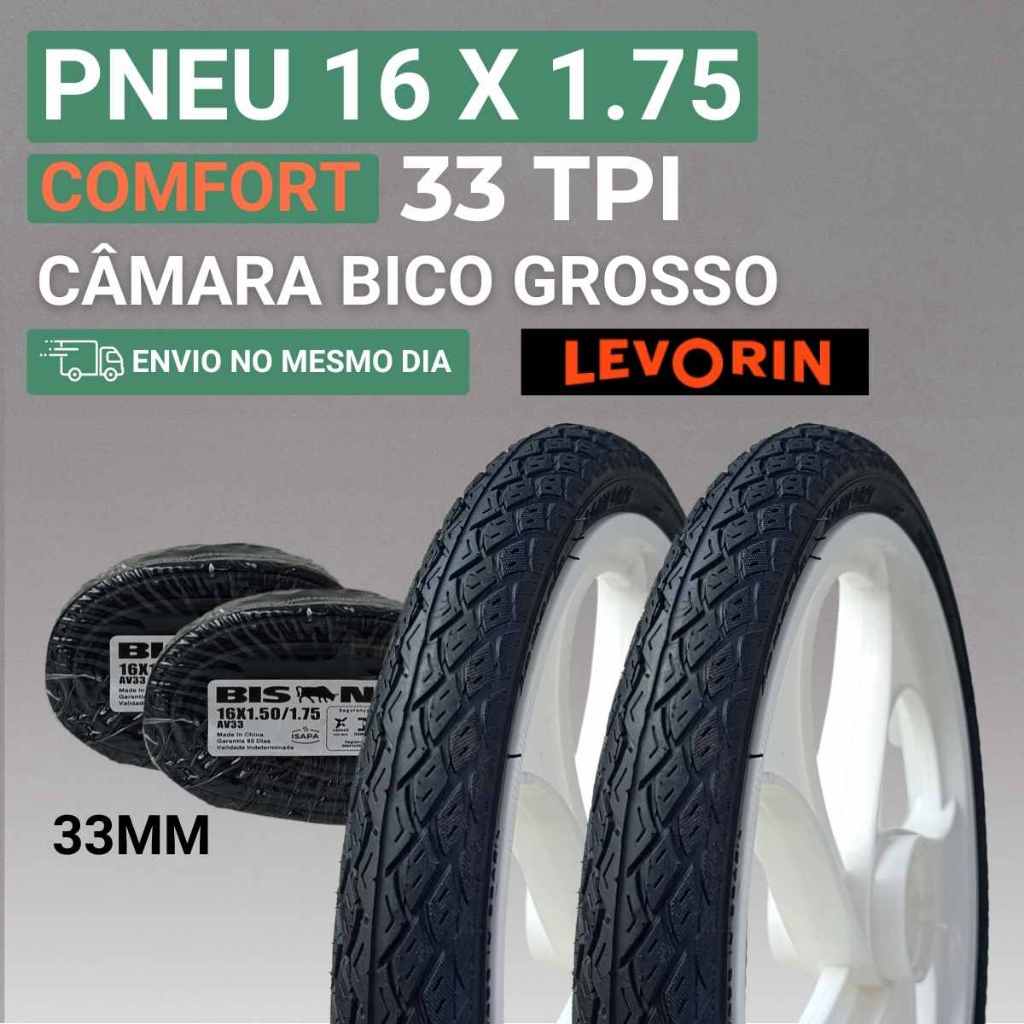 Pneu Aro 16 Bicicleta Infantil Pneu Bicicleta Aro 16 Pneu de Bicicleta Aro 16X1.75 Levorin Comfort