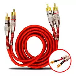 Cabo RCA Prime Dupla Blindagem Cobre 5 Metros 5mm Vermelho Som Áudio Automotivo