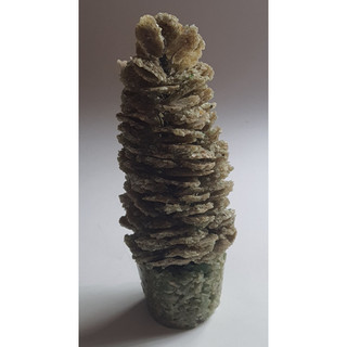 Bibelô, Estatueta Linda Árvore Pinheiro em Cascalho de Quartzo Verde Mini Pinheirinho Artesanal 20cm (Antiguidade)