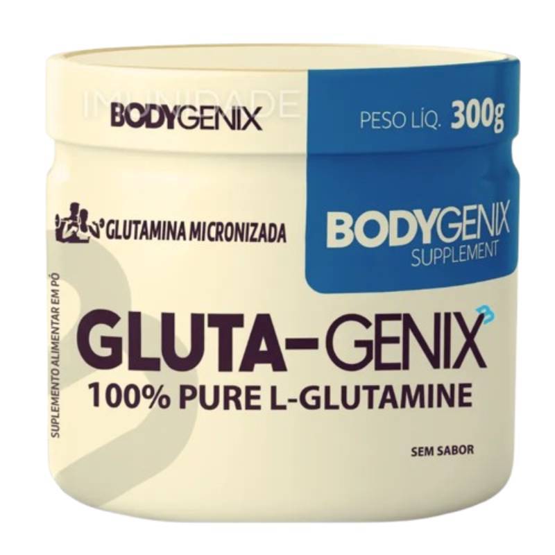 L-GLUTAMINA BODYGENIX 300G PÓ 100% PURA SUPLEMENTO ESPORTIVO E RECUPERAÇÃO