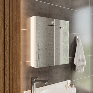 Armário Espelheira de Banheiro 02 Portas 50cm Cewal Branco em Oferta na Shopee