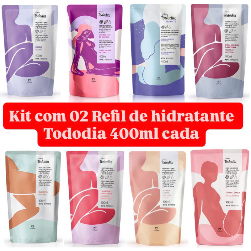 Refil Hidratante natura Tododia 400ml combo com 2 refil escolha por variação